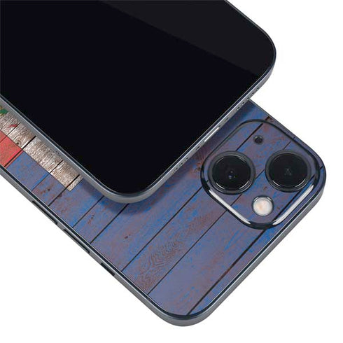 Haiti Flag Dark Wood iPhone 13 Mini Skin